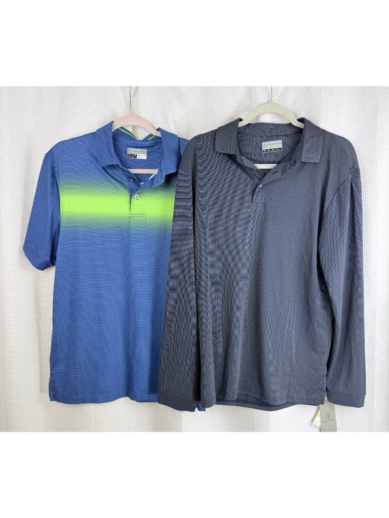Pga Tour Pro Series Mens Size M Golf Polo Shirt Pullover Blue Ombre Bundle Of 2